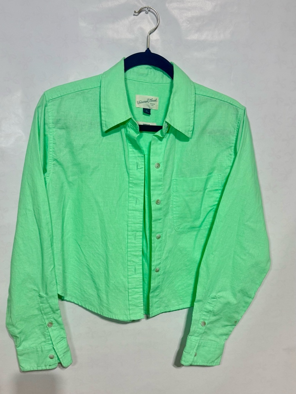 Mint Green Universal Thread Button-Up Cropped Shirt